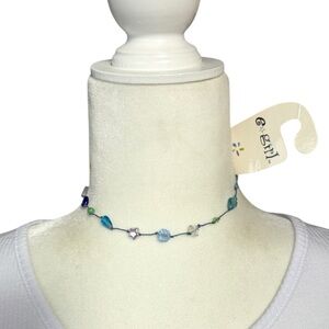 Y2K e girl Glass Beaded Choker Necklace 14” Deadstock NWT